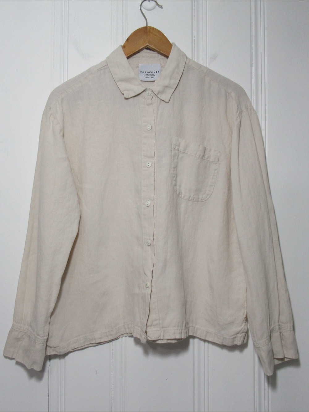 Parachute Linen Button Down Long Sleeve Shirt Bone Size Small